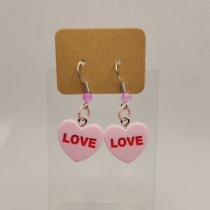 Coversation Heart 'Love' Earrings